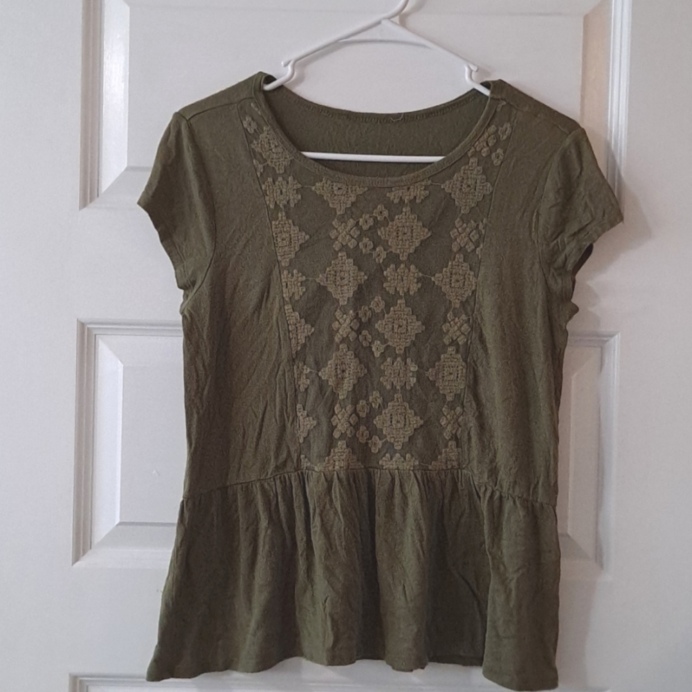 Olive green waisted blouse